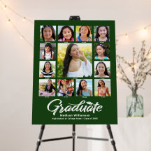Formatura Verde K–12 Colagem de Fotos Script Moder