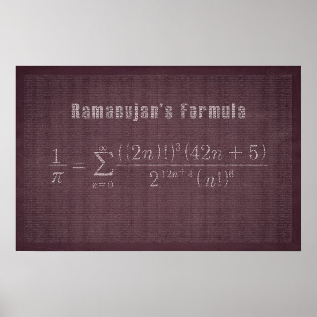 Fórmula Pi de Ramanujan - Poster de Matemática (Frente)