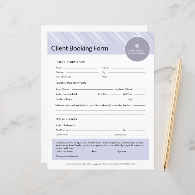 Formulário de Contrato de Cliente Fotógrafo Modelo (Frente/Verso In Situ)