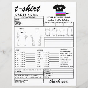 Formulário de Encomenda de Impressão de Camiseta d