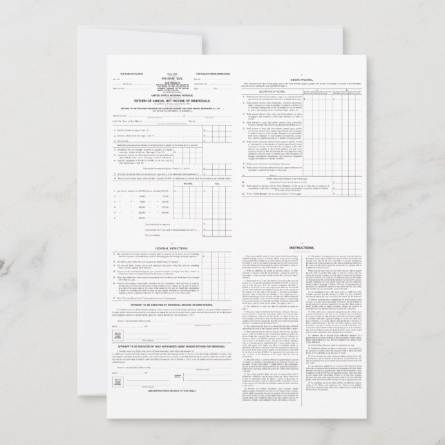 Formulário de Imposto de Renda Original 1040 de 19 (Frente)