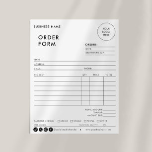 Formulário de pedido de negócios formal simples mo