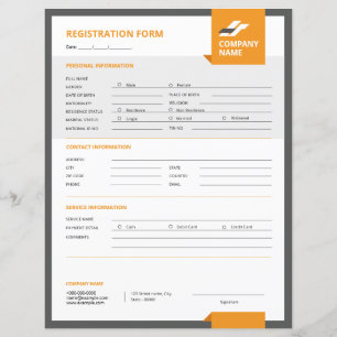 Formulário de registro Modelo