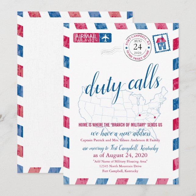 Fort Campbell KY Anúncio Móvel Militar (Frente/Verso)