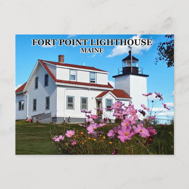 Fort Point Lighthouse, cartão postal Maine (Frente)