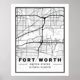 Fort Worth Texas USA Viagem City Map Poster