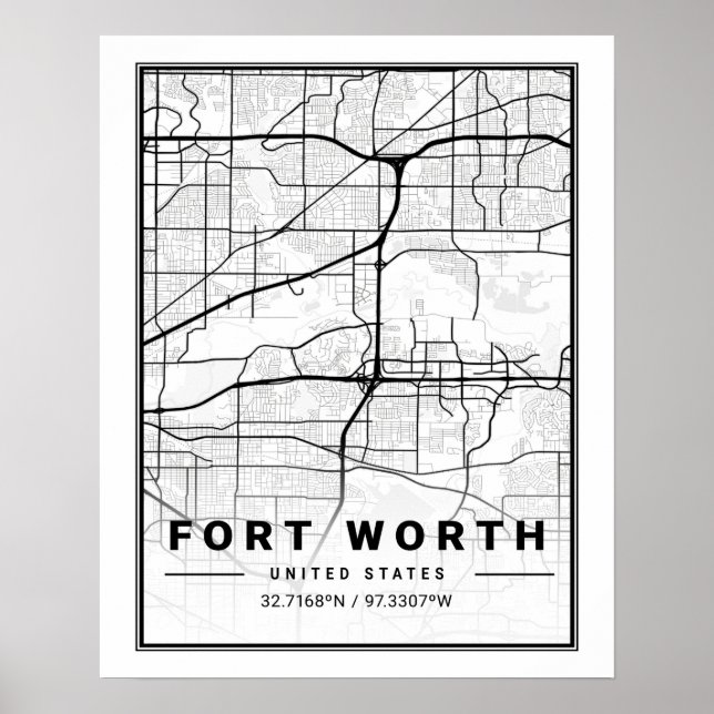 Fort Worth Texas USA Viagem City Map Poster (Frente)