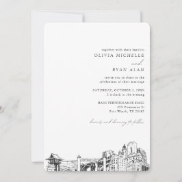 Fort Worth Wedding Skyline Sketch Convite