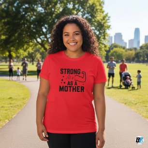 Forte como uma camiseta mã negra moderna com scrip