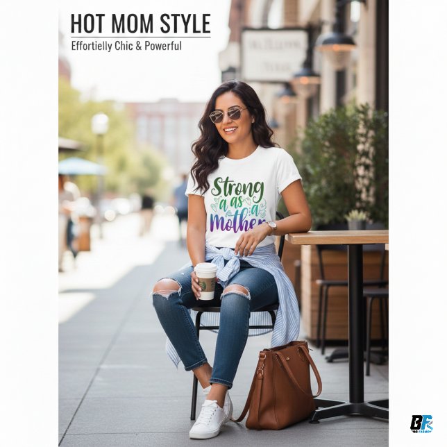 Forte como uma camiseta mã negra moderna com scrip (Criador carregado)
