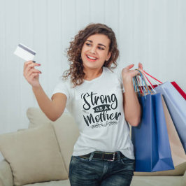 Forte como uma camiseta mã negra moderna com scrip