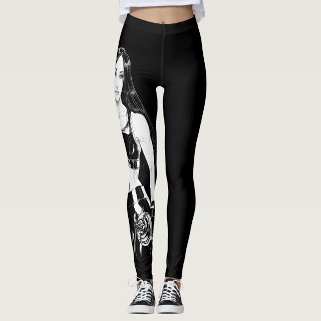 Forte e bela - b&w leggings (Frente)