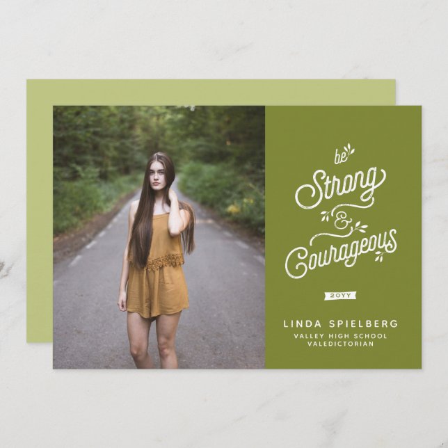 Forte e Corajoso Anúncio de Graduação (Frente/Verso)