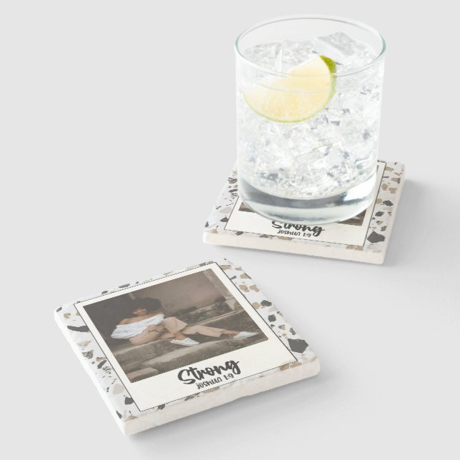 Forte Porta copos de Pedra do Padrão Terrazzo 1:9 (Lateral)