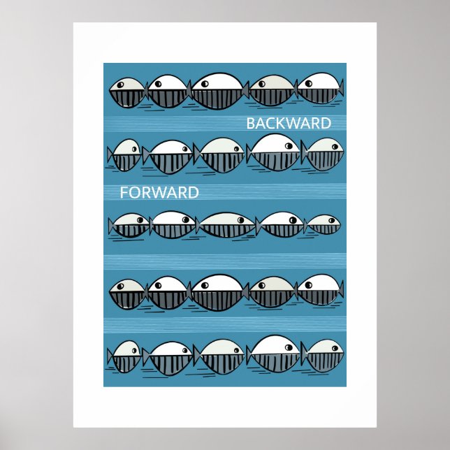 Forward and Backward – Minimal Fish Pattern Poster (Frente)