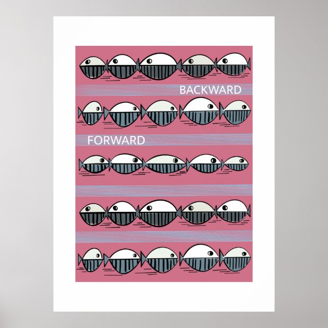 Forward and Backward – Minimal Fish Pattern Poster (Frente)