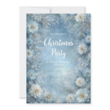 Fosco Azul Inverno Floral Convite de Natal