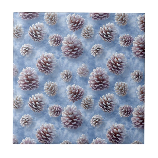 Fosco  Azul Pinecones Travesseiro decorativo Padrã (Frente)