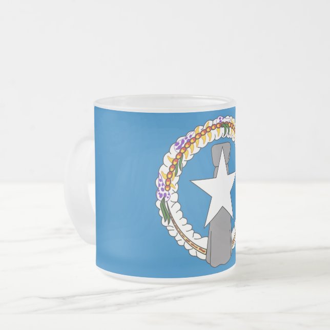 Fosco de caneca de vidro pequena com bandeira Nort (Frente Esquerda)