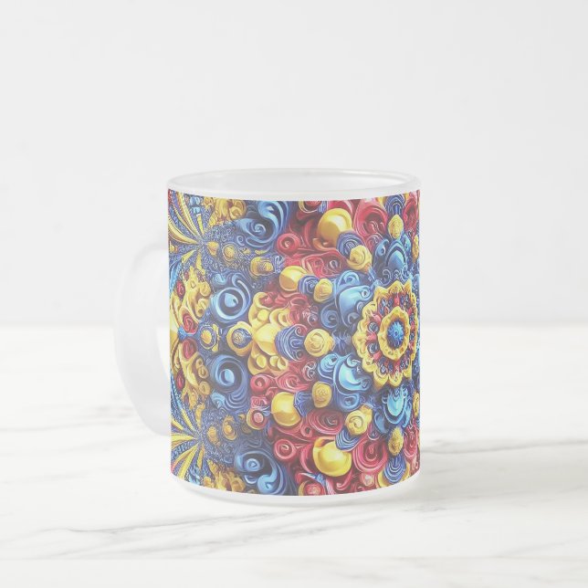 Fosco de caneca de vidro pequena com cores romenas (Frente Esquerda)