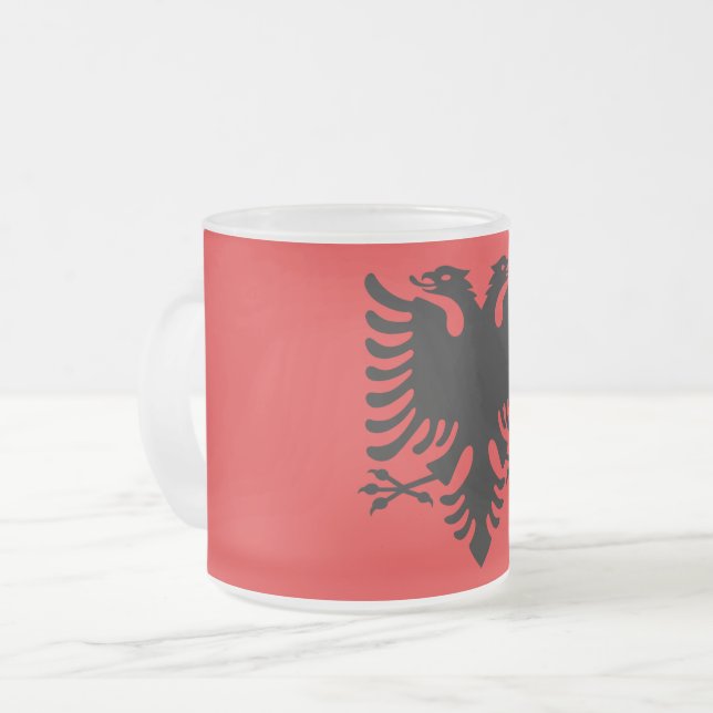 Fosco de pequena caneca de vidro - bandeira da Alb (Frente Esquerda)