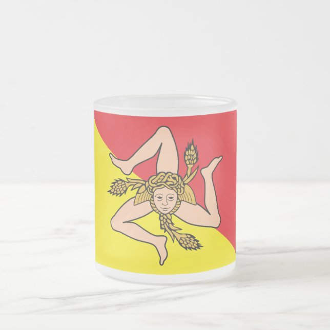 Fosco de pequena caneca de vidro com bandeira da S (Centro)