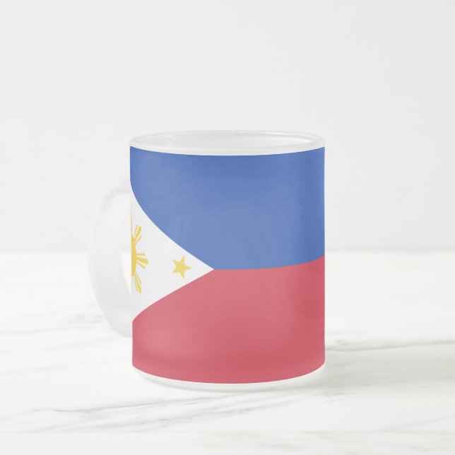 Fosco de pequena caneca de vidro com bandeira das  (Frente Esquerda)