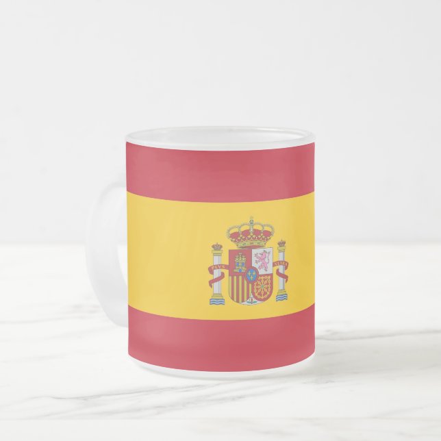 Fosco de pequena caneca de vidro com bandeira de E (Frente Esquerda)
