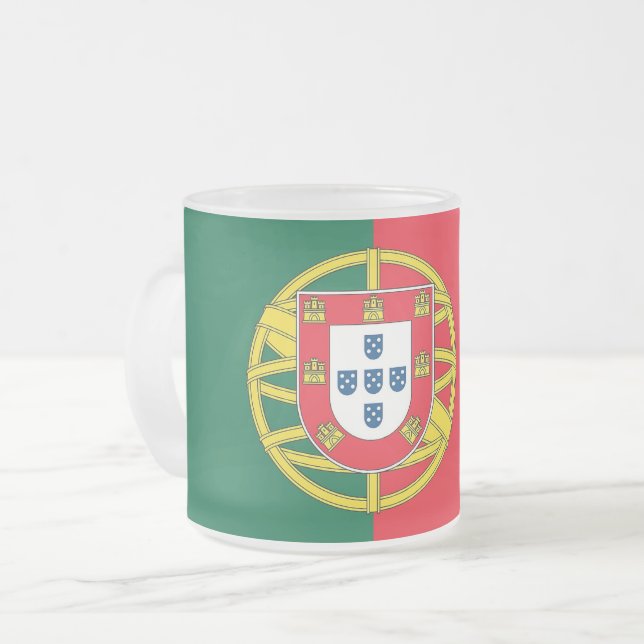 Fosco de pequena caneca de vidro com bandeira de P (Frente Esquerda)