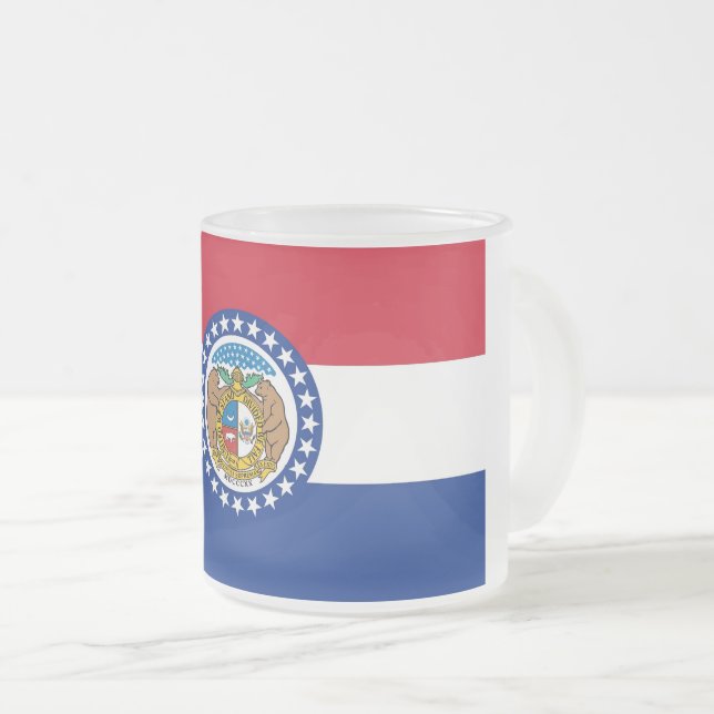 Fosco de pequena caneca de vidro com bandeira do M (Frente Esquerda)
