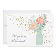 Fosco Glass Mason Jar Floral Bridesmaid Convite
