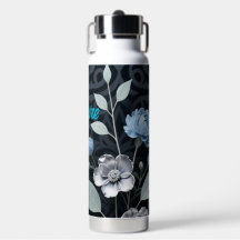 Fosco Inverno Floral, Azul Icy e Padrão Prateado R