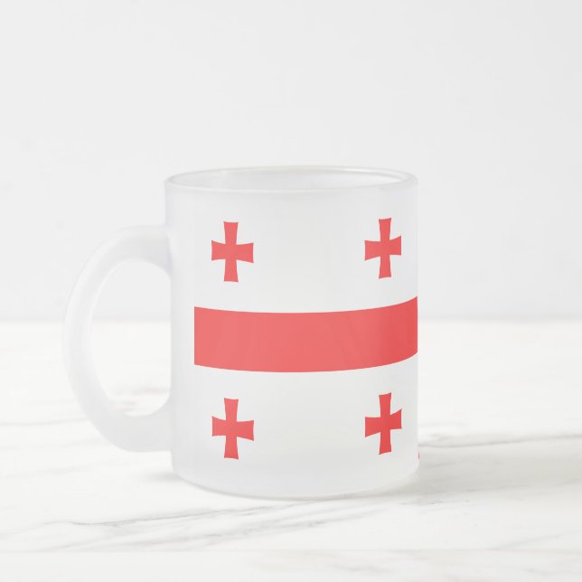 Fosco pequena caneca de vidro com bandeira da Geór (Esquerda)