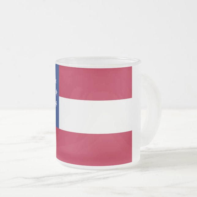Fosco pequena caneca de vidro com bandeira da Geór (Frente Esquerda)