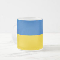 Fosco pequena caneca de vidro com bandeira da Ucrâ