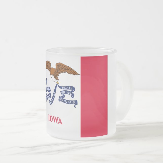 Fosco pequeno caneca de vidro com bandeira de Iowa (Frente Esquerda)