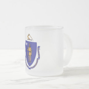 Fosco pequeno caneca de vidro com bandeira de Mass