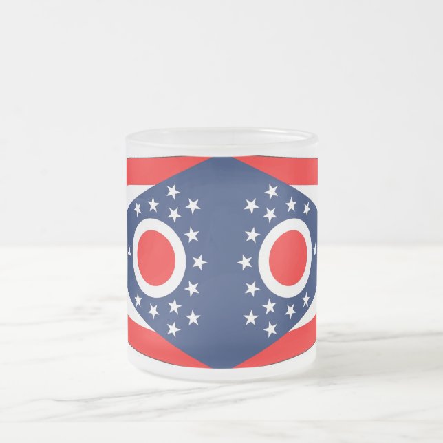 Fosco pequeno caneca de vidro com bandeira Ohio, E (Centro)
