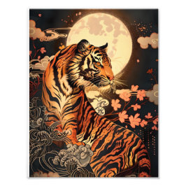 Foto 満月と虎、夜の静けさ／Full moon and tiger, stillness of night