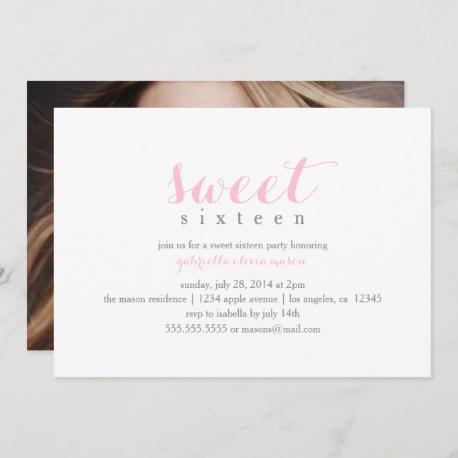 Foto: 16| Convite de aniversário (Frente/Verso)