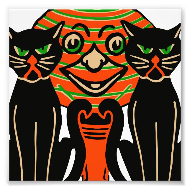 Foto 1940 Gatos Pretos Do Halloween Vintage (Frente)
