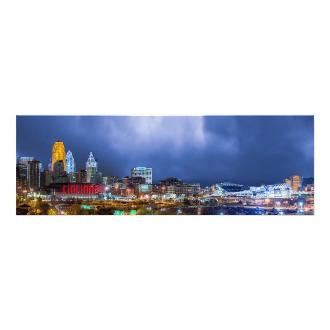 Foto 2016 Pano Shot Cincinnati Ohio Skyline - Impressão (Frente)
