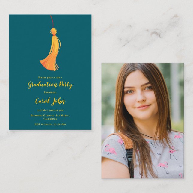 Foto 2025 Graduação - Mini Convite do Partido Tass (Frente/Verso)