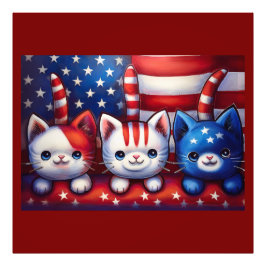 Foto 3 Gatinhos Patrióticos Em Uma Cena Com A Bandeira