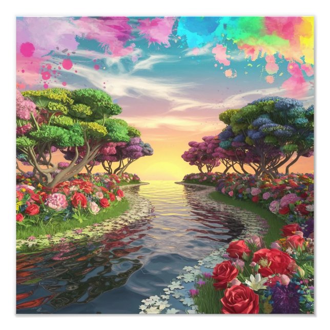 Foto 3D Fantasy Sunset Sobre Serene Lake com Vibração (Frente)