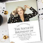 Foto 60 Convite de Aniversário<br><div class="desc">Um convite de aniversário 60º com texto de cinza em fundo branco. A foto é uma foto de modelo e deve ser trocada por você. Basta adicionar sua foto e informações, adicionar este convite ao seu carrinho e depois desfrutar deste aniversário de etapa! Foto 60 Aniversário de Design de Natal...</div>