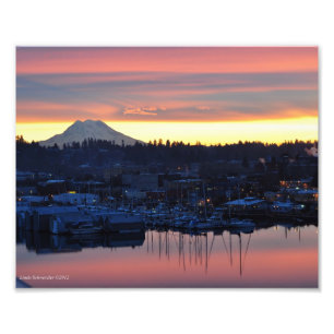 Foto 8X10 Sunrise no Monte Rainier e no Puget Sound