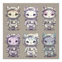 9 Filhotes Astronautas Chibi Tripulação Espacial