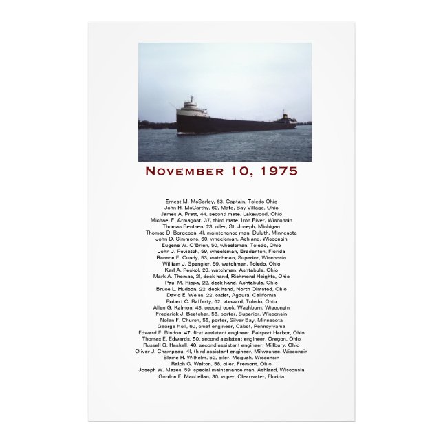 Foto A caixa de presentes Edmund Fitzgerald com nomes d (Frente)