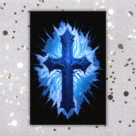 Foto A Cruz Cristã Azul, espantosa, a preto |